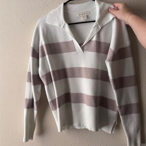 Cynthia Rowley White and Tan striped sweater